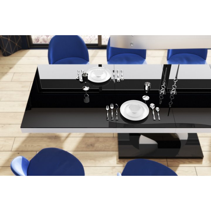 Stół Bella 160 Venatino Dark Mat+Biały Super Print (Hg/Mat)